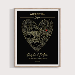 Cadeaux d'anniversaire,La où tout a commencé,Carte du lieu où nous nous sommes rencontrés,Impression de carte personnalisée,Cadeaux de remise des diplômes,Notre première maison,Cadeaux d'anniversaire pour elle,Cadeau de mariage