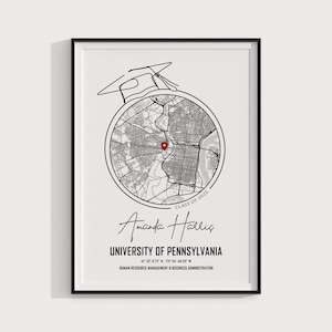 Mappa artistica regalo di laurea in gestione aziendale, classe del 2025, stampa personalizzata per laureati universitari