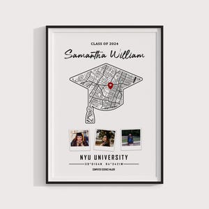 Cadeau de remise des diplômes pour lui avec carte 8 x 10, impression d'art personnalisée félicitations pour elle, décoration murale de lieu de remise des diplômes