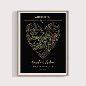 Where It All Began, exclusive travel memory, wedding anniversary present printable map art