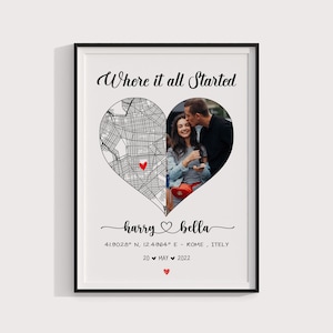 Cadeaux d'anniversaire,La où tout a commencé,Carte du lieu où nous nous sommes rencontrés,Impression de carte personnalisée,Cadeaux de remise des diplômes,Notre première maison,Cadeaux d'anniversaire pour elle,Cadeau de mariage