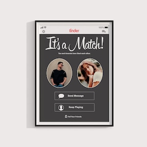 Tinder Gift, Tinder Themed Personalized Perfect Match , Love Art, Dating App, Custom Wall Art, Digital Print