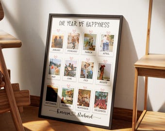 Personalized one year anniversary gift for couple, Polaroid photo collage gift for couple, Wedding anniversary gift for couple