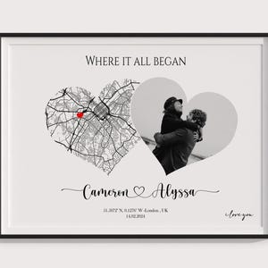 Cadeaux de mariage, Cadeau de fiançailles pour un couple, Cadeau carte où nous nous sommes rencontrés, Où elle a dit oui, Emplacement sur carte personnalisé, Cadeau pour la Saint-Valentin