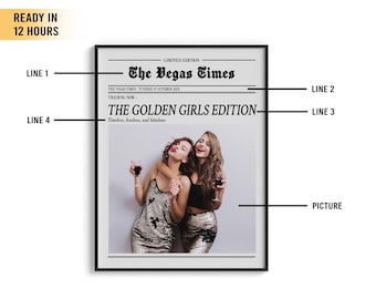 Custom Newspaper Print, Custom Friendship Wall Art, College Dorm, Gift for Friend, Best Friend Gift, Custom Gift, Modern Girly Room Decor