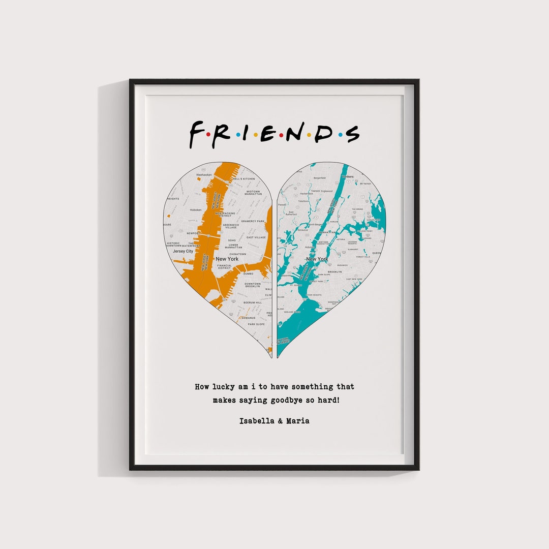 Custom Friendship Map Print Long Distance Gift Etsy Il I2pk 