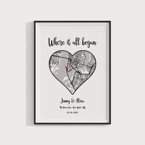 Carte de l'endroit où nous nous sommes rencontrés/Où tout a commencé/Carte pour couple/Cadeau pour elle/Cadeau pour lui/Carte personnalisée/Carte personnalisée/Cadeau d'anniversaire/TÉLÉCHARGEMENT NUMÉRIQUE