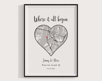 Where We Met Map /Where it all began /Couple Map/ Gift for her/ Gift for him/Personalized Map/ Custom Map/Anniversary Gift/ DIGITAL DOWNLOAD