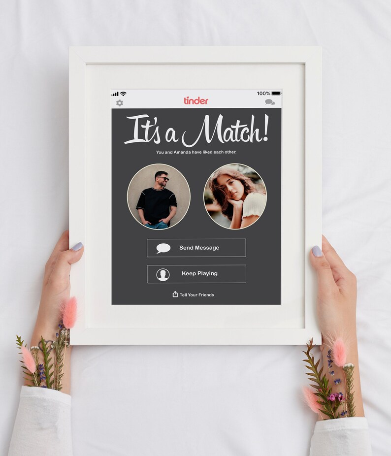 Tinder Gift Tinder Themed Personalized Perfect Match Love Etsy
