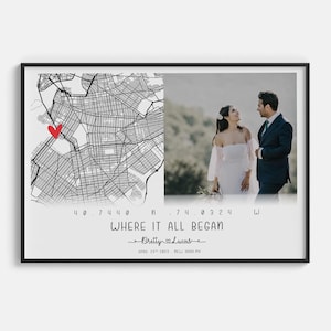 Carte où nous avons dit oui - impression de carte de mariage personnalisée encadrée, cadeau pour couple nouvellement marié, cadeau de carte d'anniversaire de mariage personnalisé