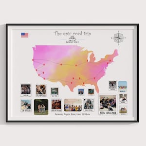 Weltkarte Geschenk für Paare | USA Reisekarte für Bilder | Ungerahmt