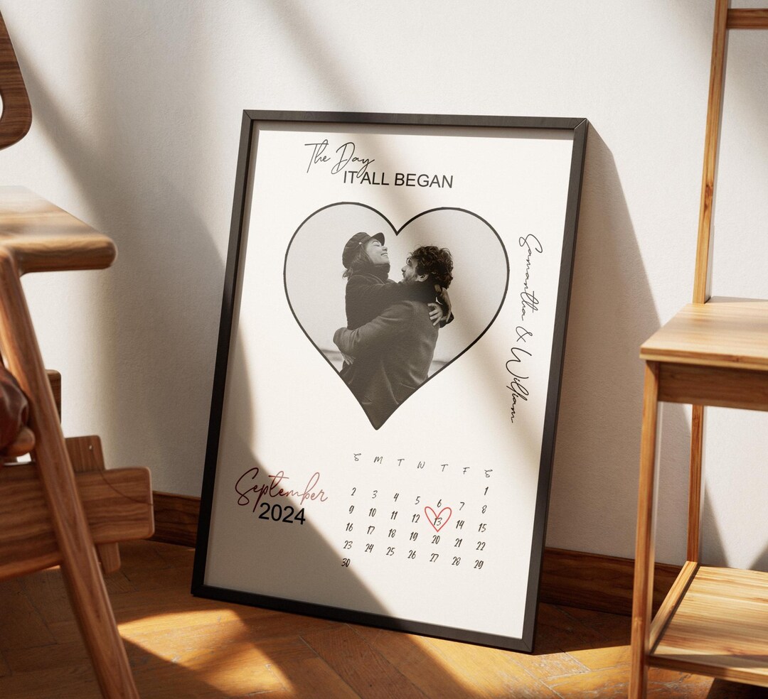 Personalised Couples Anniversary Gift, Custom Photo Print With Calendar ...