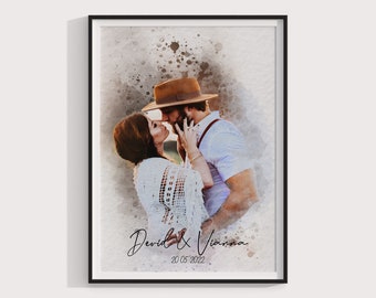 Pintura em aquarela a partir de foto, pintura em aquarela personalizada, pintura a partir de foto, pintura em aquarela, impressões em aquarela, arte em tela para parede