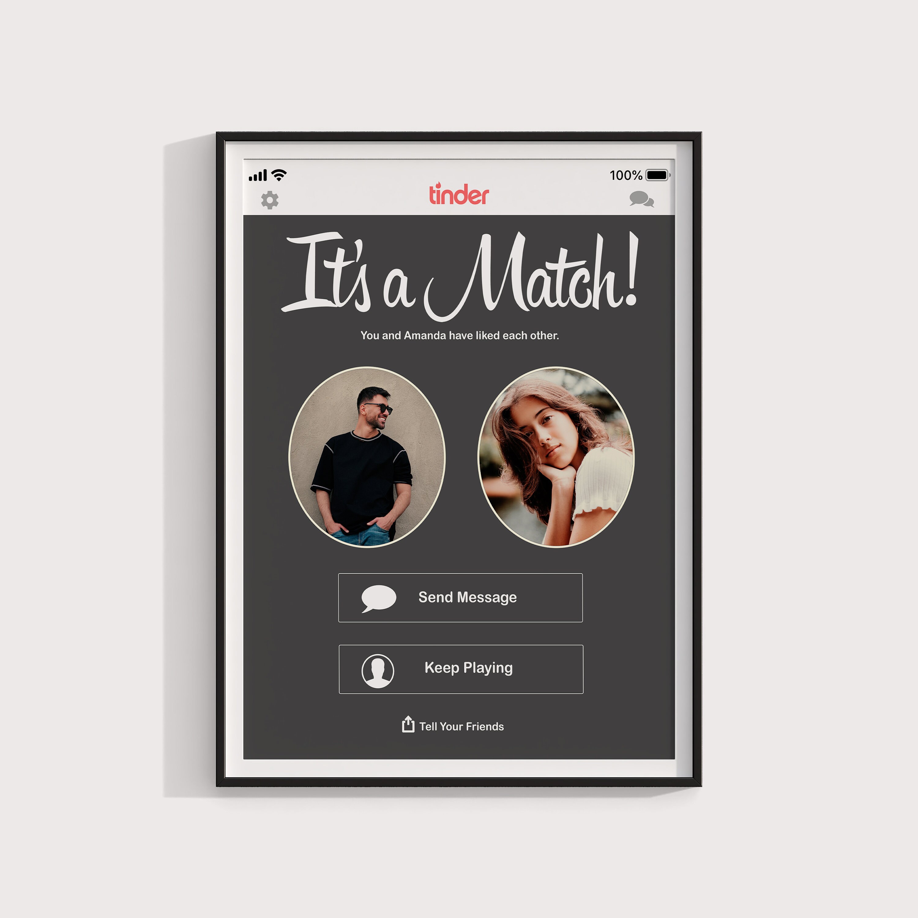 Tinder Gift Tinder Themed Personalized Perfect Match Love Etsy