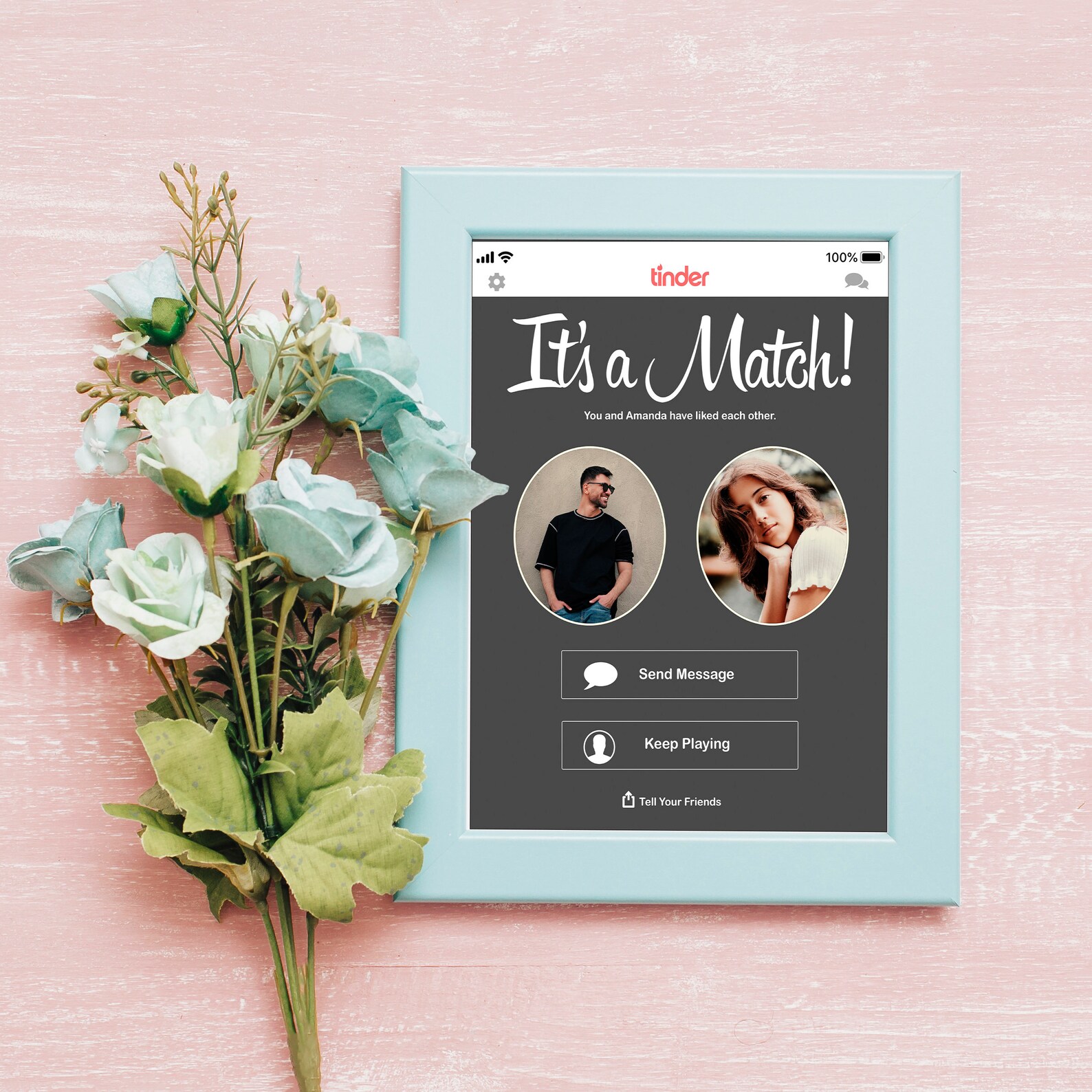 Tinder Gift Tinder Themed Personalized Perfect Match Love Etsy
