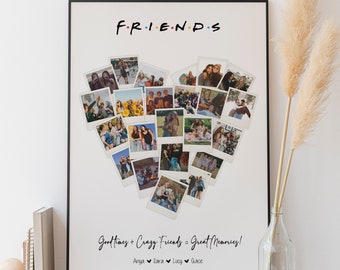 Bestie Custom Photo Heart Collage, Personalized Gift for Best Friend Female, BFF Gift Long Distance