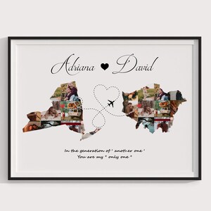 Art de carte d'amour international, cadeau relation longue distance pour petit ami, cadeau petit ami à personnaliser, impression de carte interurbaine, cadeau pour elle