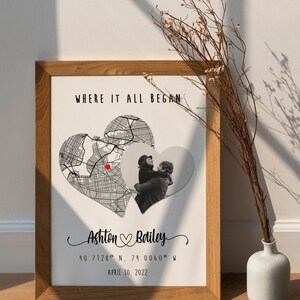 Cadeaux d'anniversaire,La où tout a commencé,Carte du lieu où nous nous sommes rencontrés,Impression de carte personnalisée,Cadeaux de remise des diplômes,Notre première maison,Cadeaux d'anniversaire pour elle,Cadeau de mariage