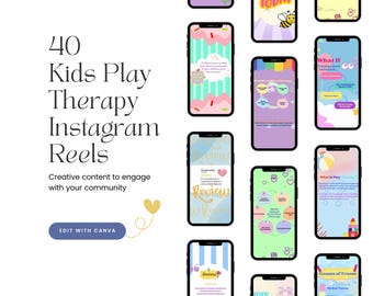 40 Play Therapy Instagram Reels Templates: IG Reels, Child Psychology, Child Development, Mental Health, Editable Canva