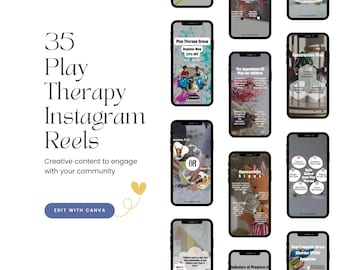 35 Play Therapy Instagram Reels: Child Development Templates, Child Psychology (Canva Editable)