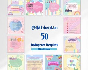 Instagram-inlägg för tidig inlärning: Tips för barns utveckling (50 Canva-mallar)
