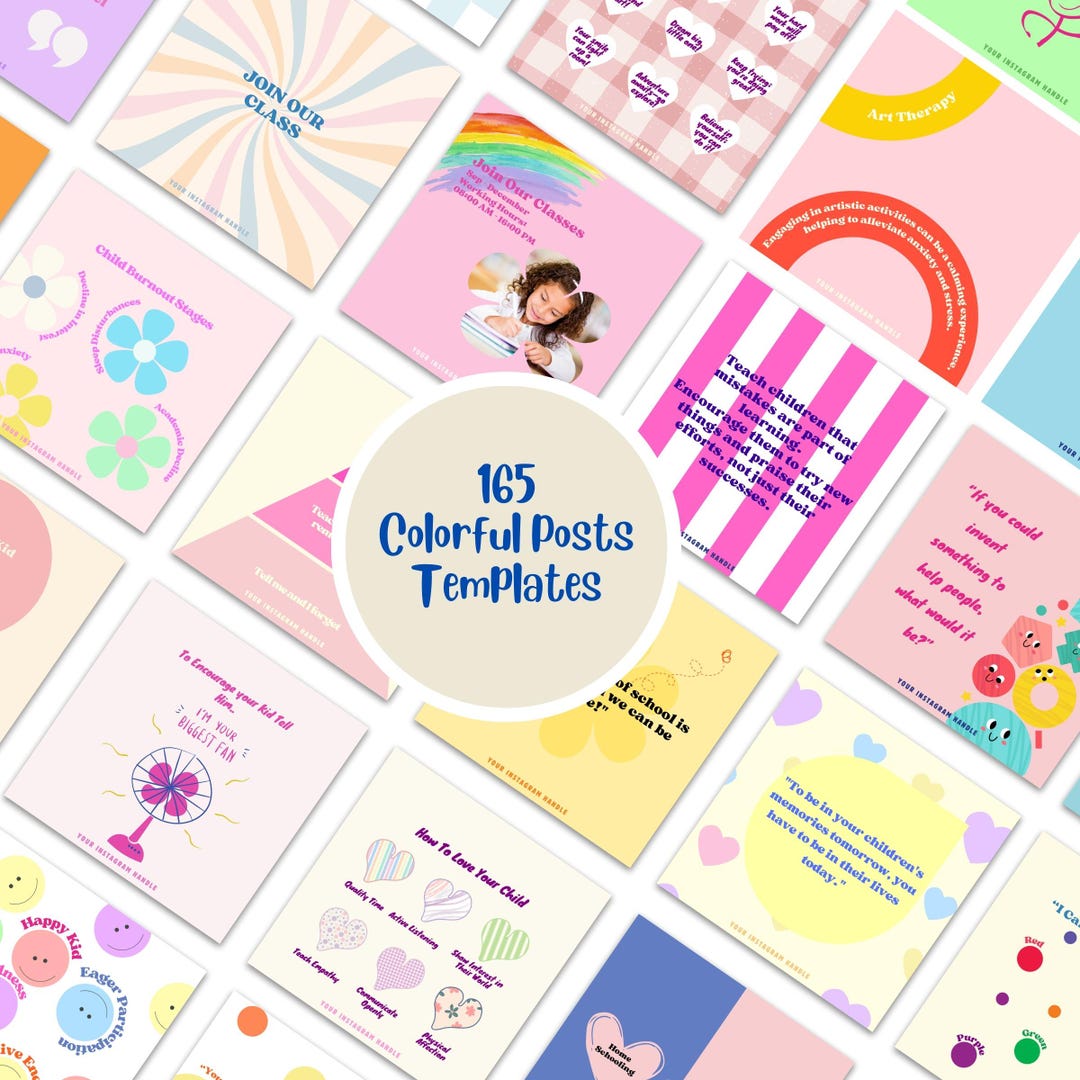165 Colorful Instagram Templates (posts, Stories, Social Media Bundle ...