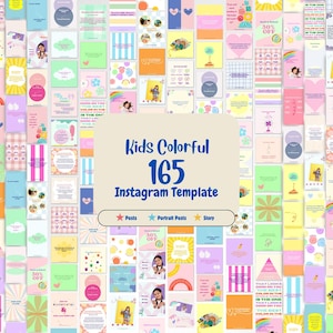 165 Colorful Instagram templates, Child Development, Preschool IG Posts, Teacher Posts Templates, Canva Templates
