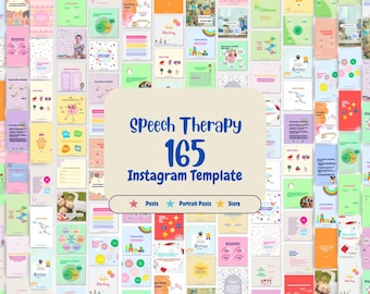 165 Speech Therapy Instagram Templates: Child Development IG Post, Child Psychology Social Media, Reels and Posts , Editable Canva
