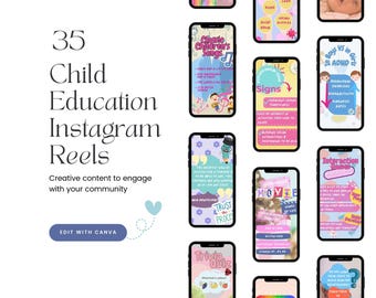 Instagram-rullar för barnutbildning: Mallar för sociala medier för tidig inlärning (redigerbara i Canva)