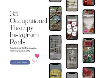 35 Instagram-mallar för arbetsterapi för barn: IG-rullar för barns utveckling, sociala medier för barnpsykologi, redigerbar Canvas.
