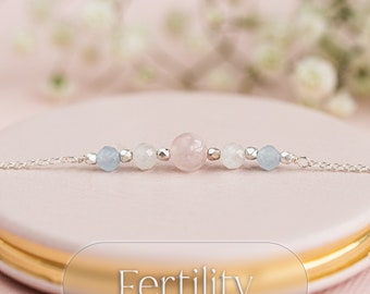 Fertility Crystal Healing Bracelet, silver jewellery designed as a supportive gift for IVF or fertility journeys - Pregnancy Protection Gift