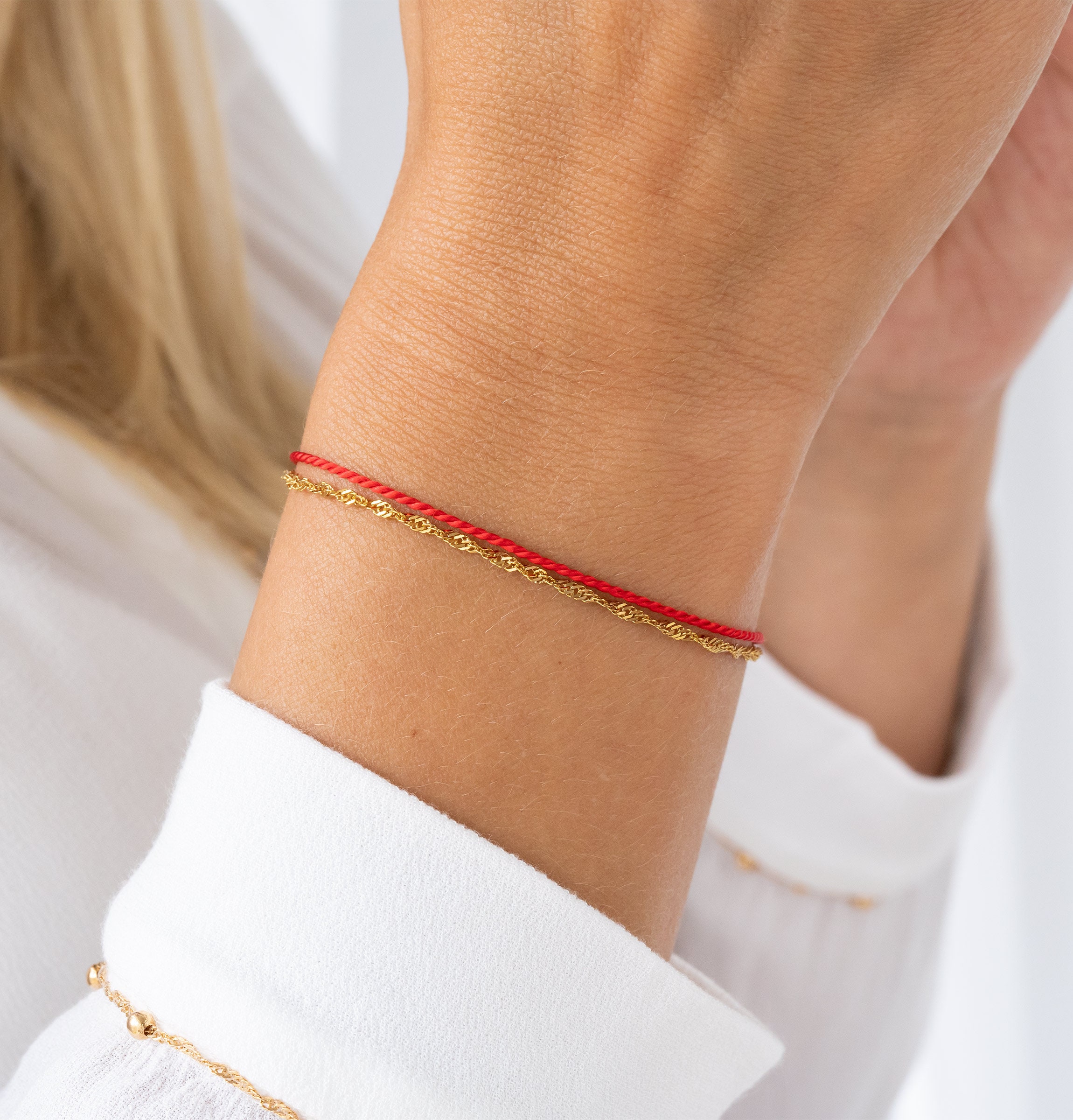 Silk cord bracelet. Natural silk bracelet. Red string silk bracelet . Silk  bracelet with Karen Hill tribe gold vermeil nuggets.