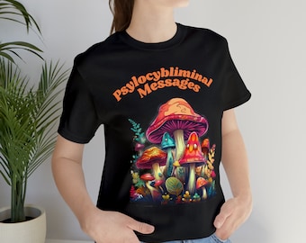 Psychedelic magic mushroom themed Unisex Jersey Short Sleeve Tee for that hippie in you.
