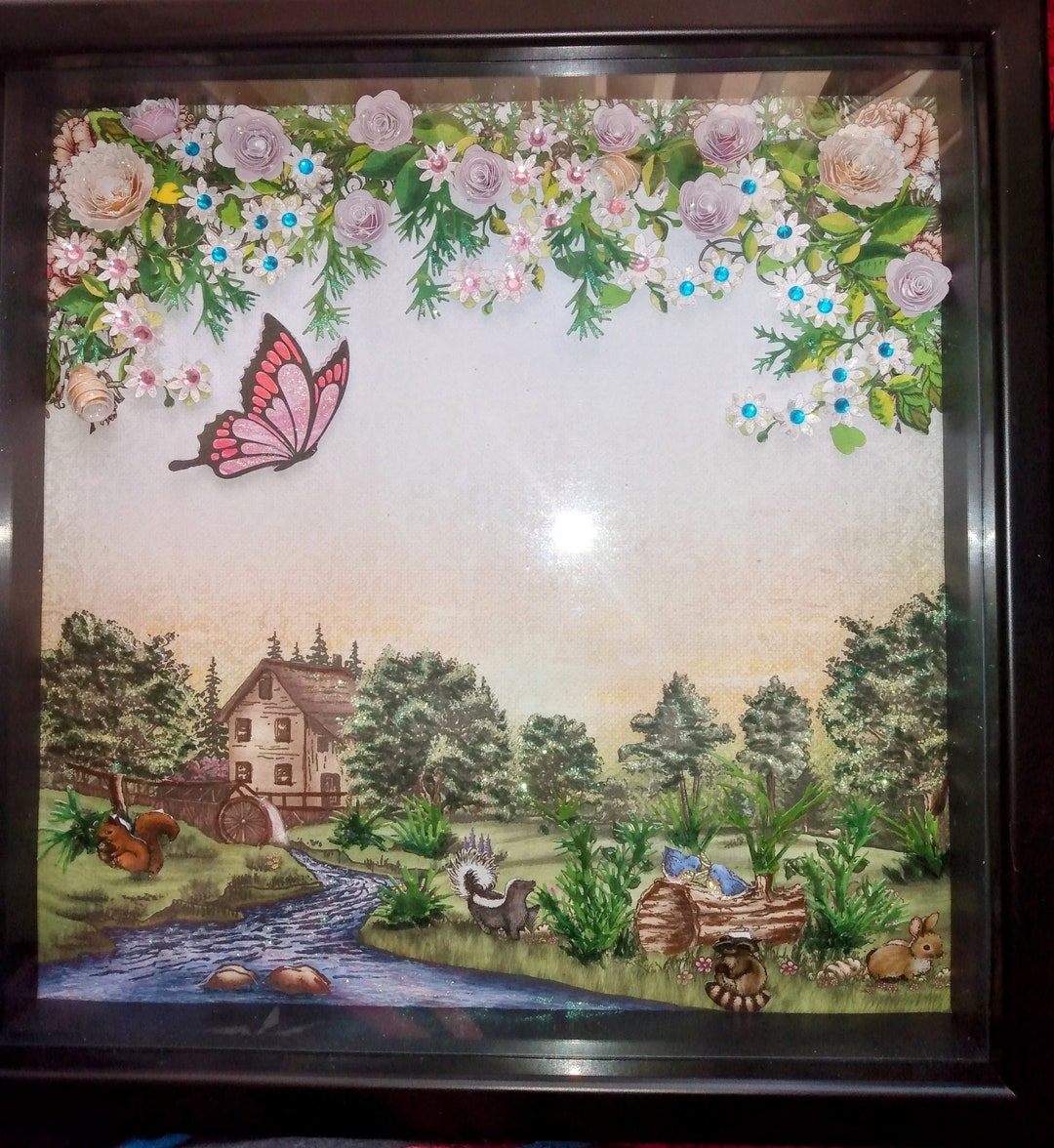 Paper Craft Shadow Box Layered Woodland Scene Etsy