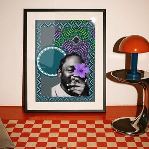 Kendrick Lamar afro poster | black art| black illustration| African portrait wall art| african american art| Kendrick Lamar fan art|
