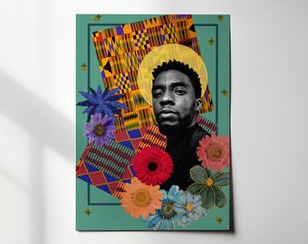Chadwick Boseman Art Print: Ilustracja Czarnej Pantery, afrykańska sztuka ścienna