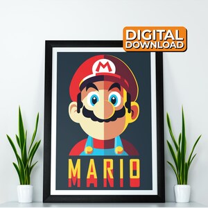 Super Mario Bros Posters, Mario, For Gaming Room, Kids room, Gift, Dark Version, Personalisation