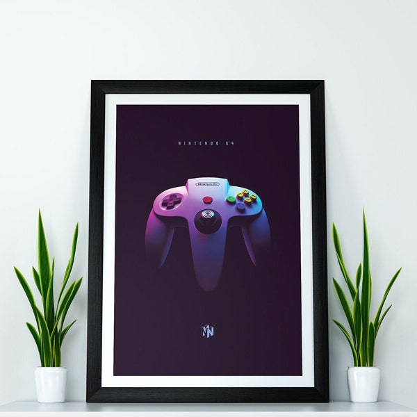 N64 Gamepad Poster for Gaming Room or Office Space, A3, A4, A5, Minimalist, Gift