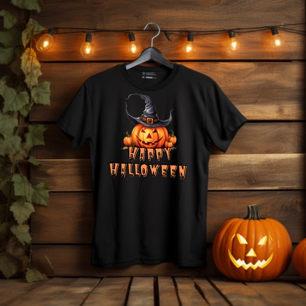 Freundlicher Kürbis mit Hut - Happy Halloween T-Shirt / Kostüm
