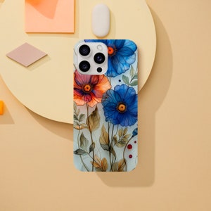 Poppies iPhone or Galaxy Phone Case, Flowers, Flower Customize iPhone Case for iPhone14 13 12 11 Pro XR XS X