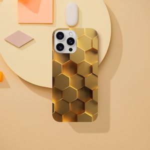 GOLD Honeycomb iPhone or Galaxy Phone Case, Exclusive Phone Case, Abstract, Customize iPhone Case for iPhone14 13 12 11 Pro XR XS X