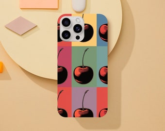 Popart Kirschen  iPhone oder Galaxy Handyhülle, Oldschool, Abstract, Customize iPhone Case for iPhone14 13 12 11 Pro XR XS X