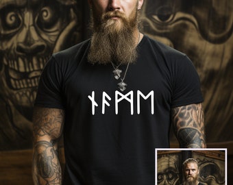 YOUR NAME in REAL Futhark Runes style up to 5xl, Personalized / T-Shirt, Nordic Shirt, Viking Shirt, Futhark Alphabet