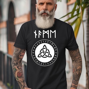 Nome in rune + triquetra, rune fino alla taglia 5XL, t-shirt personalizzata, maglietta vichinga, medievale, vichinga, regalo