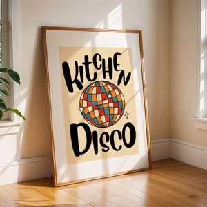 Kitchen Disco Print | Colorful Home Décor | Rainbow Kitchen | Disco Ball Print | DIGITAL DOWNLOAD, Maximalist, Trendy Wall Art, Funny Print