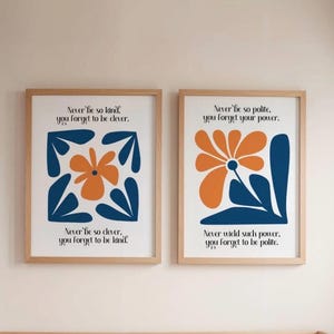 Set of 2 Never Be So Kind You Forget To Be Clever Marjorie Wall Art Taylor Poster Quote Lyrics Print Subtle Office Decor Home Room Aesthetic