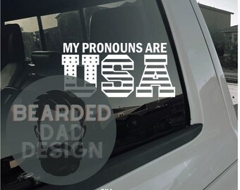 My pronouns are USA decal