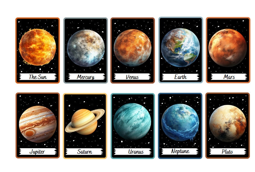 Kids Solar System Cards - Etsy