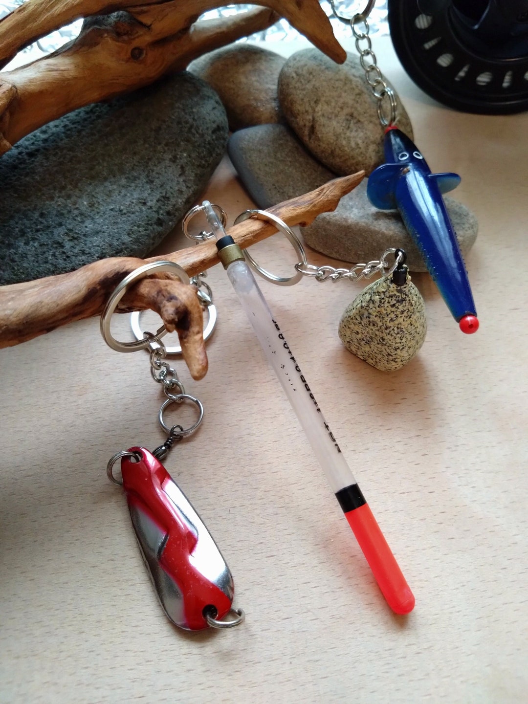 Fishing Keychain With Genuine Lures and Tackle Perfect Gift Etsy UK