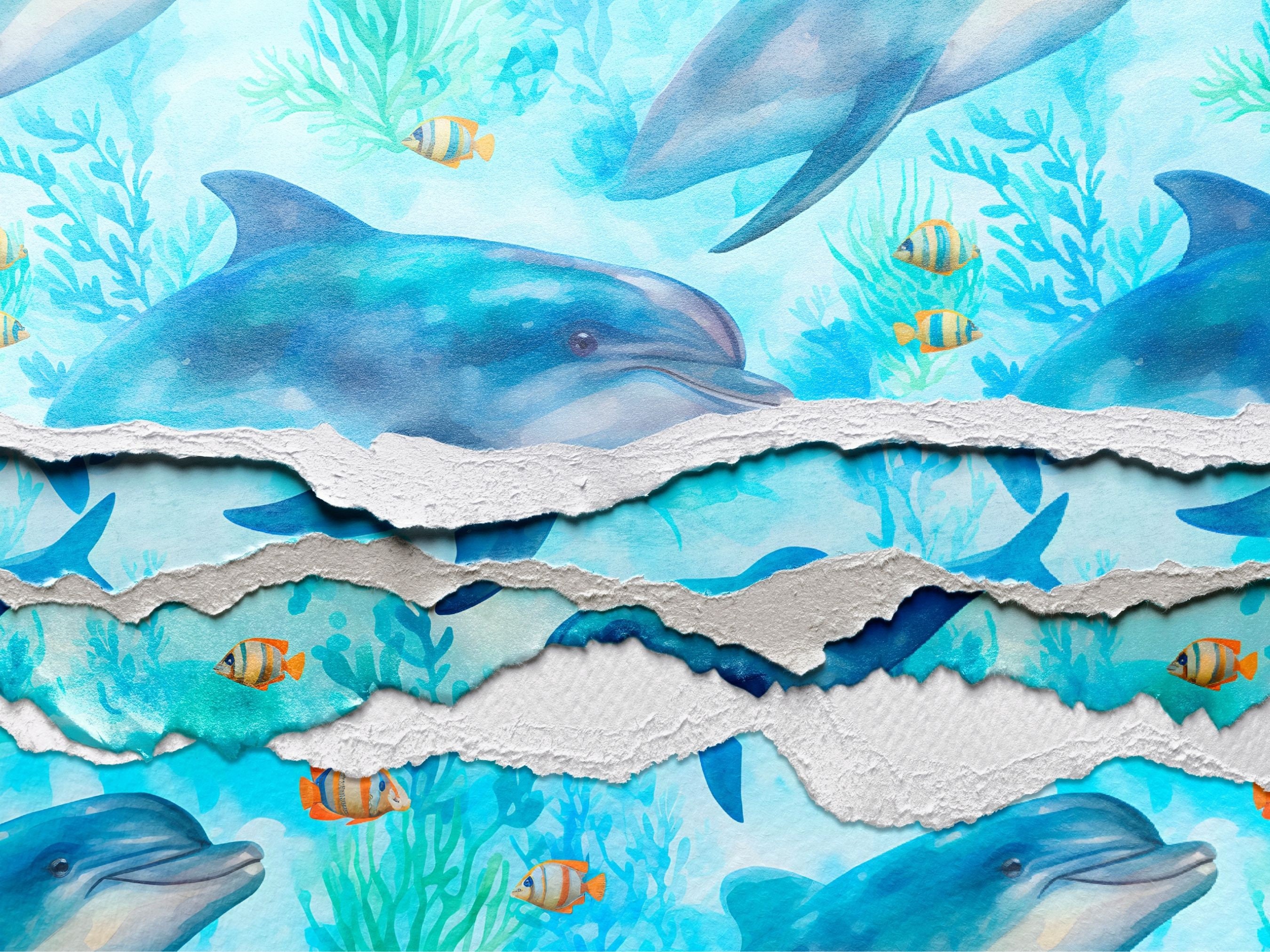 Underwater Life Digital Paper, Ocean and Sea Life, 15 Seamless Patterns ...